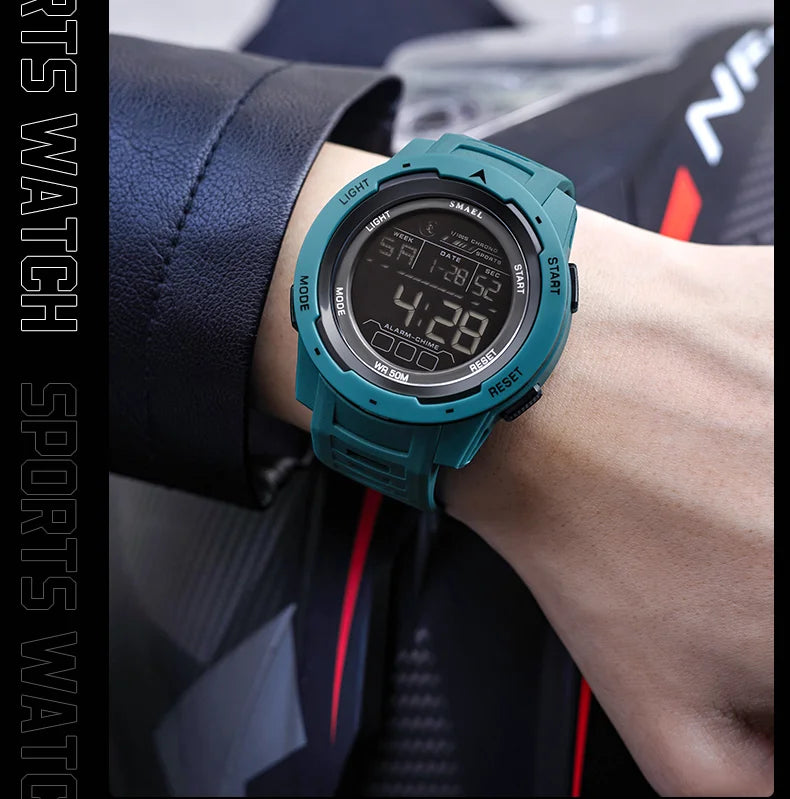 SMAEL 8105 Digital Watches Sports LED Wristwatches Men's 50m Waterproof Watch Digital Light Stopwatch Watch for Men