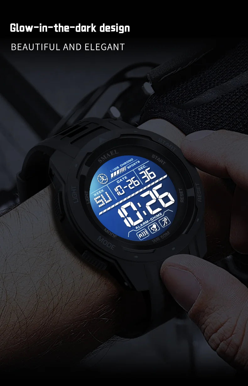 SMAEL 8105 Digital Watches Sports LED Wristwatches Men's 50m Waterproof Watch Digital Light Stopwatch Watch for Men