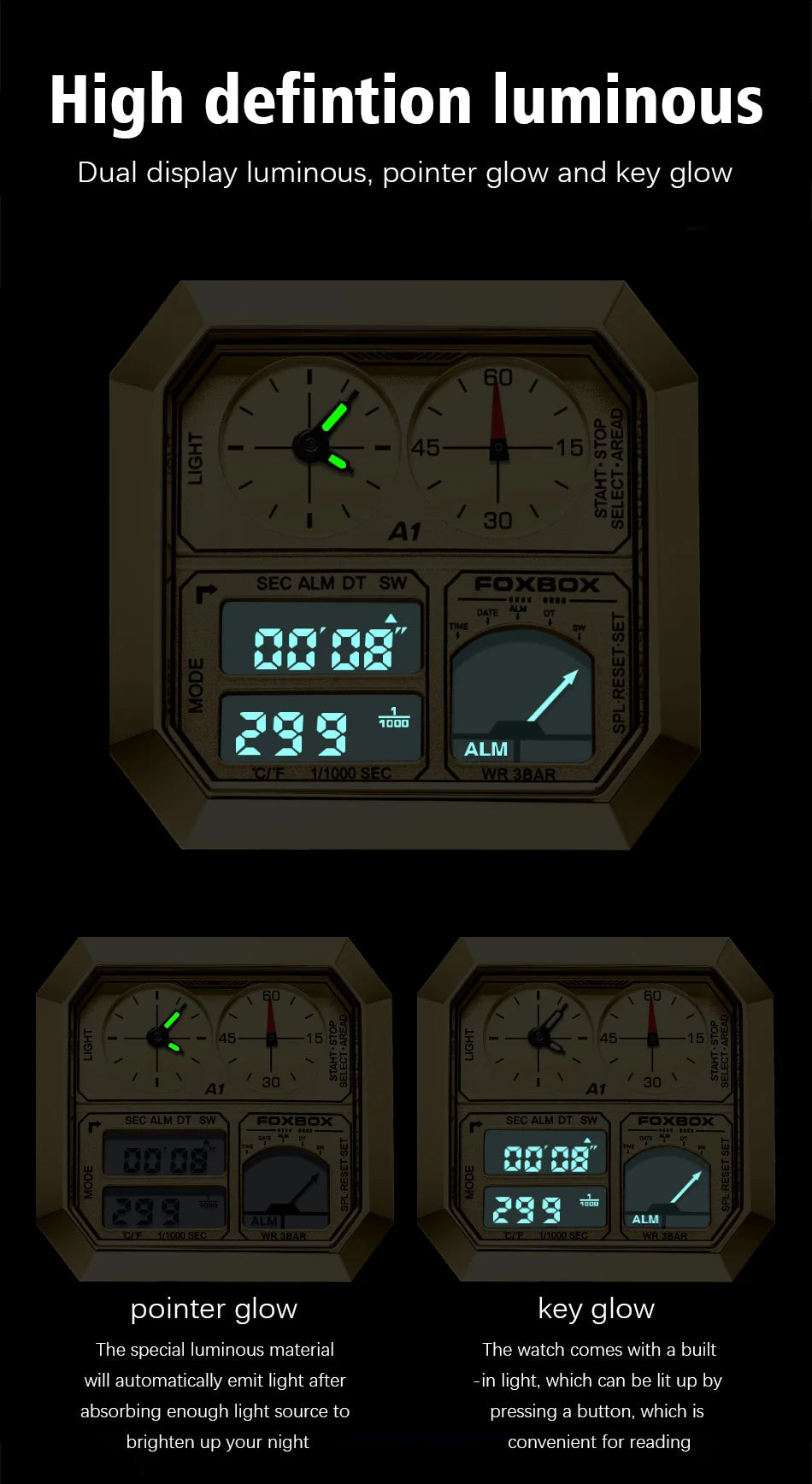 FOXBOX Top Brand Luxury Stainless Steel Chrono Sport Watches Men Back Light Display Digital Wristwatch 3Bar Waterproof Reloj+Box