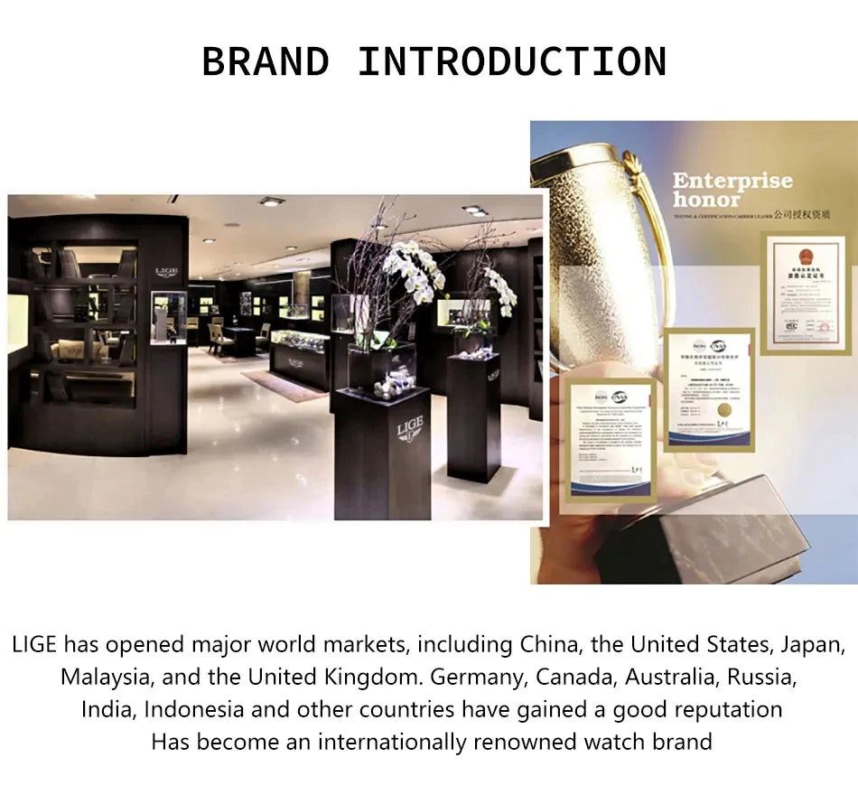 LIGE Top Brand Luxury Mens Watches Fashion Military Square Chronograph Quartz Wristwatches For Men Sports Waterproof Watch Men