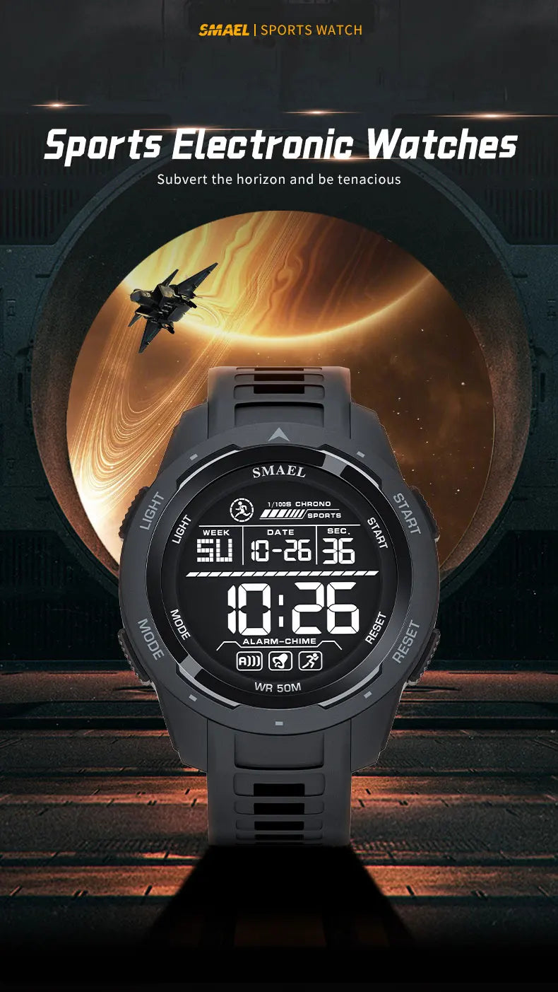 SMAEL 8105 Digital Watches Sports LED Wristwatches Men's 50m Waterproof Watch Digital Light Stopwatch Watch for Men