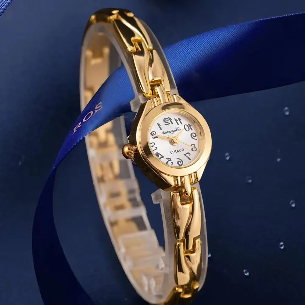 Luxury Gold Plated Ladies Watch Elegant Small Women Bracelet Watch Fashion Ladies Analog Quart Wristwatch Clock Gift Reloj