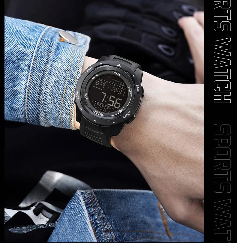 SMAEL 8105 Digital Watches Sports LED Wristwatches Men's 50m Waterproof Watch Digital Light Stopwatch Watch for Men
