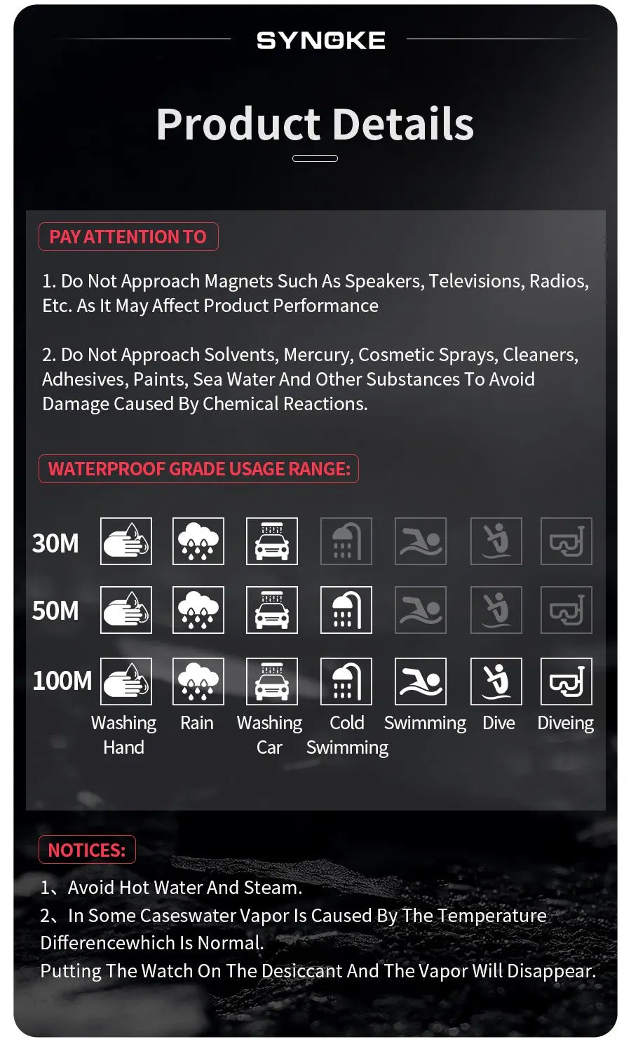 SYNOKE New Men Mountaineering Digital Watch Waterproof Shock Resist Large Screen Outdoor Running Student Fashion Watch Handsome