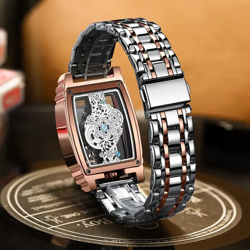 2024 Transparent Full Hollow Men Watch Metal Leather Quartz Mens Watches Waterproof Glow Cross-border Male Clock Wristwatch