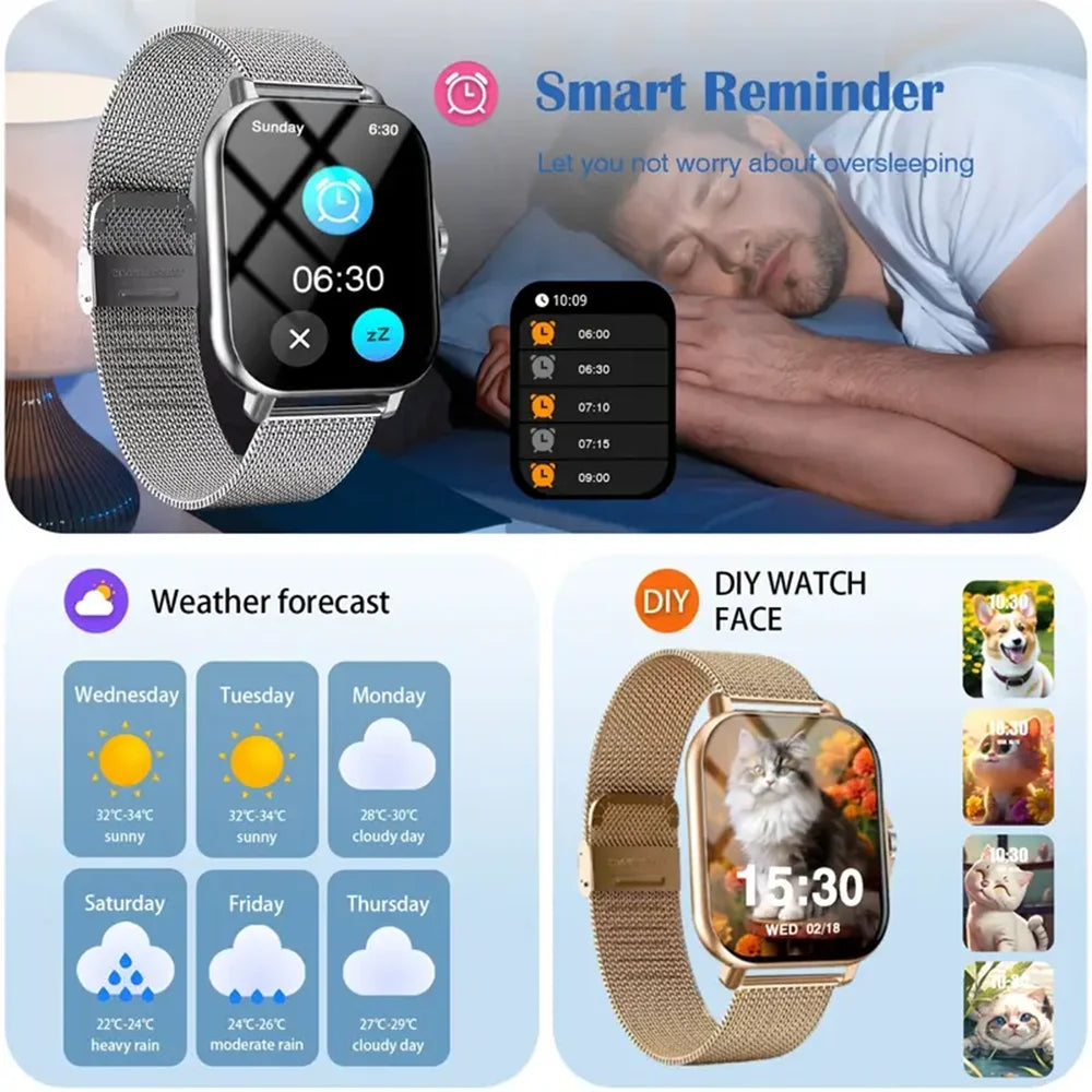 KESHUYOU Bluetooth Voice Call smartwatch for Men Women Voice Assistant Sports and Fitness Android iOS New Hot Sale Watch Gift