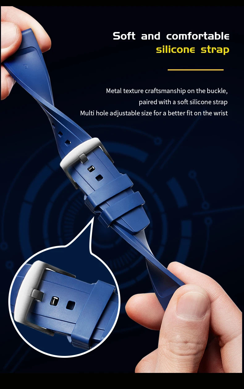 VA VA VOOM Men Watch With 47mm Large Dial Timing Multifunctional Clock Fashionable Silicone Strap Military Sports Watch for Men