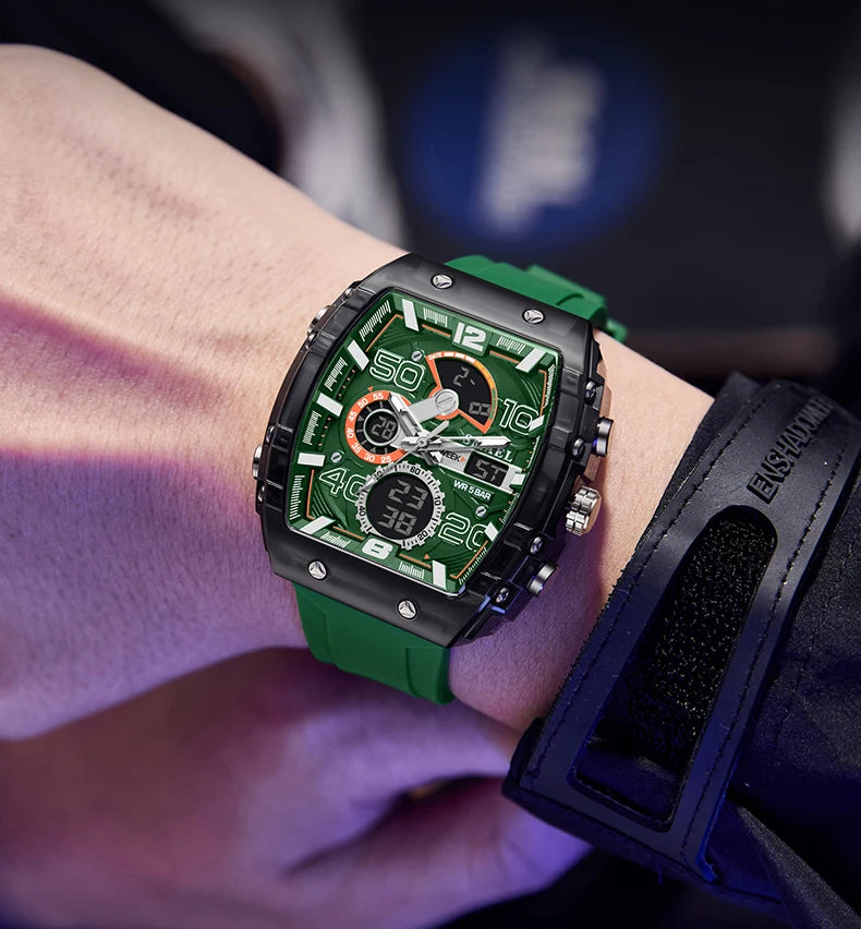 SMAEL Brand 8109 New electronic watch fashion square dual display waterproof luminous Multi-color For Men