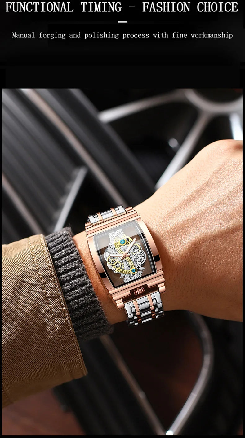 2024 Transparent Full Hollow Men Watch Metal Leather Quartz Mens Watches Waterproof Glow Cross-border Male Clock Wristwatch