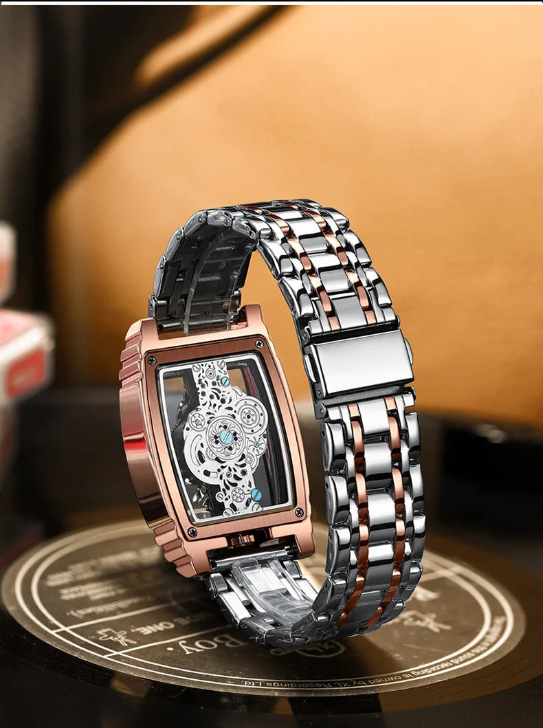 2024 Transparent Full Hollow Men Watch Metal Leather Quartz Mens Watches Waterproof Glow Cross-border Male Clock Wristwatch