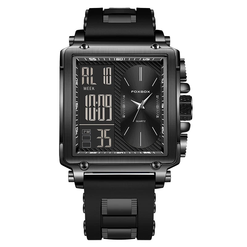 LIGE New Fashion Square Digital Watch Men Casual Sports Waterproof Men's Quartz Wristwatches FOXBOX Top Brand Luxury Chronograph