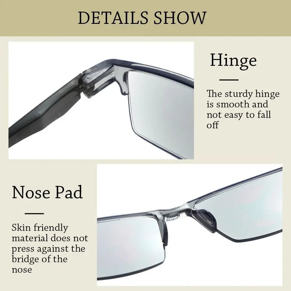 Smart Automatic Zoom Reading Glasses Anti Blue Ray Eyeglasses Autofocus Power Half-Rim Near Far Computer Glasses