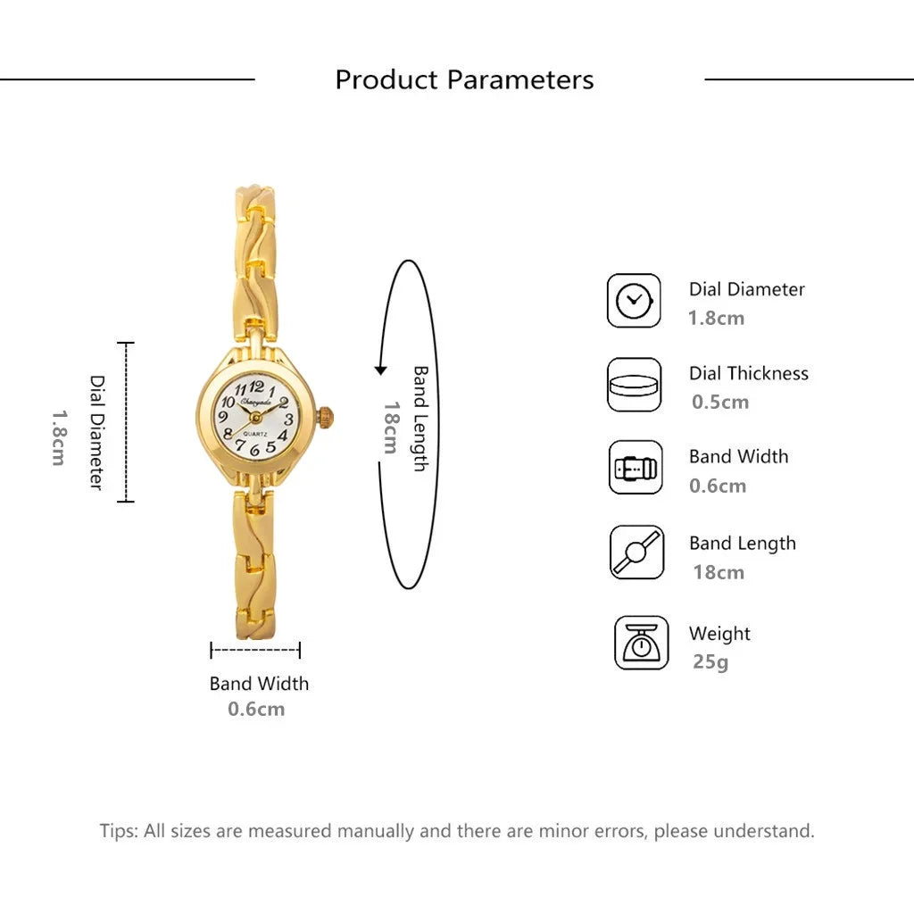 Luxury Gold Plated Ladies Watch Elegant Small Women Bracelet Watch Fashion Ladies Analog Quart Wristwatch Clock Gift Reloj