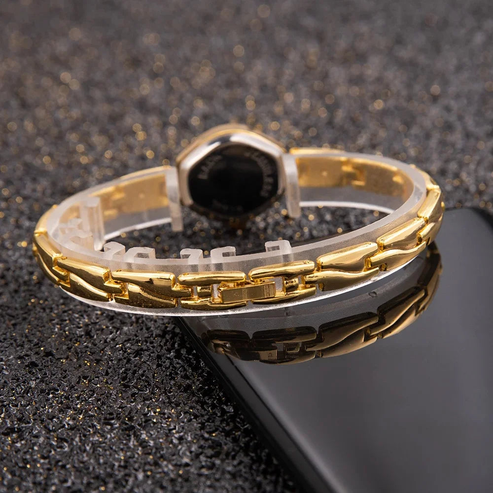 Luxury Gold Plated Ladies Watch Elegant Small Women Bracelet Watch Fashion Ladies Analog Quart Wristwatch Clock Gift Reloj