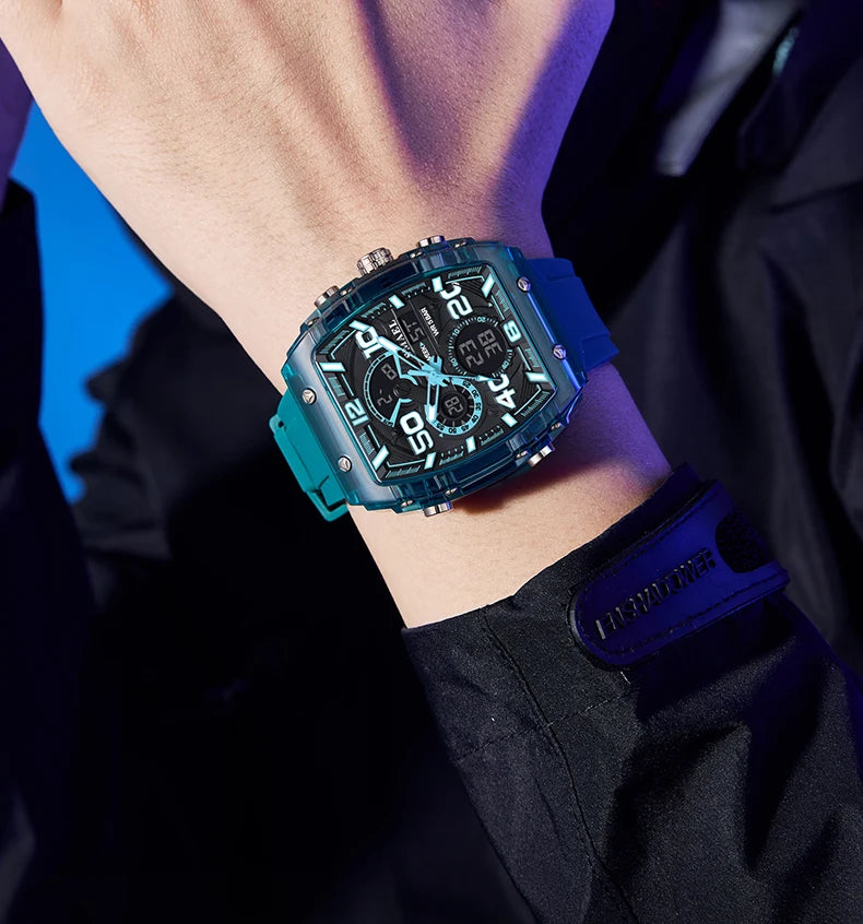 SMAEL Brand 8109 New electronic watch fashion square dual display waterproof luminous Multi-color For Men