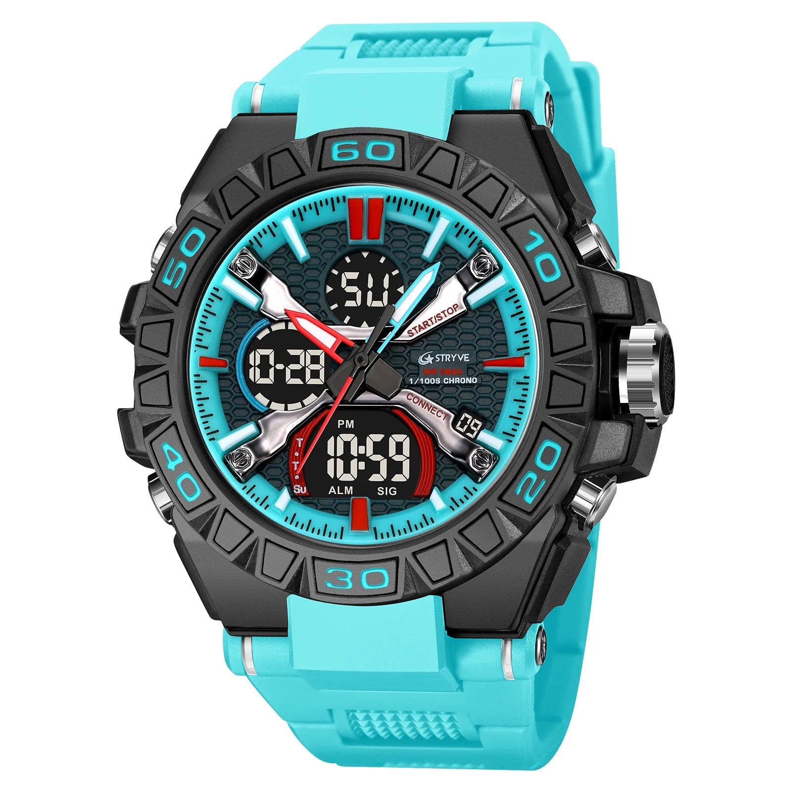 OEM Luxury STRYVE 8026 Men's Fashion Sports Watch Digital Dual Time Watch Men's Simple Student Waterproof Watch Relojes