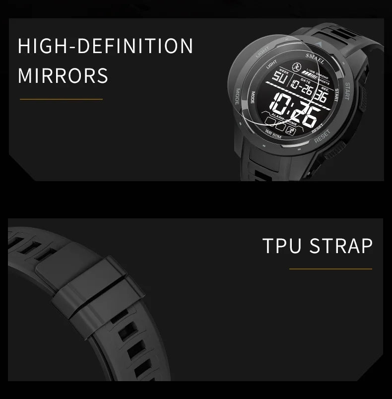 SMAEL 8105 Digital Watches Sports LED Wristwatches Men's 50m Waterproof Watch Digital Light Stopwatch Watch for Men