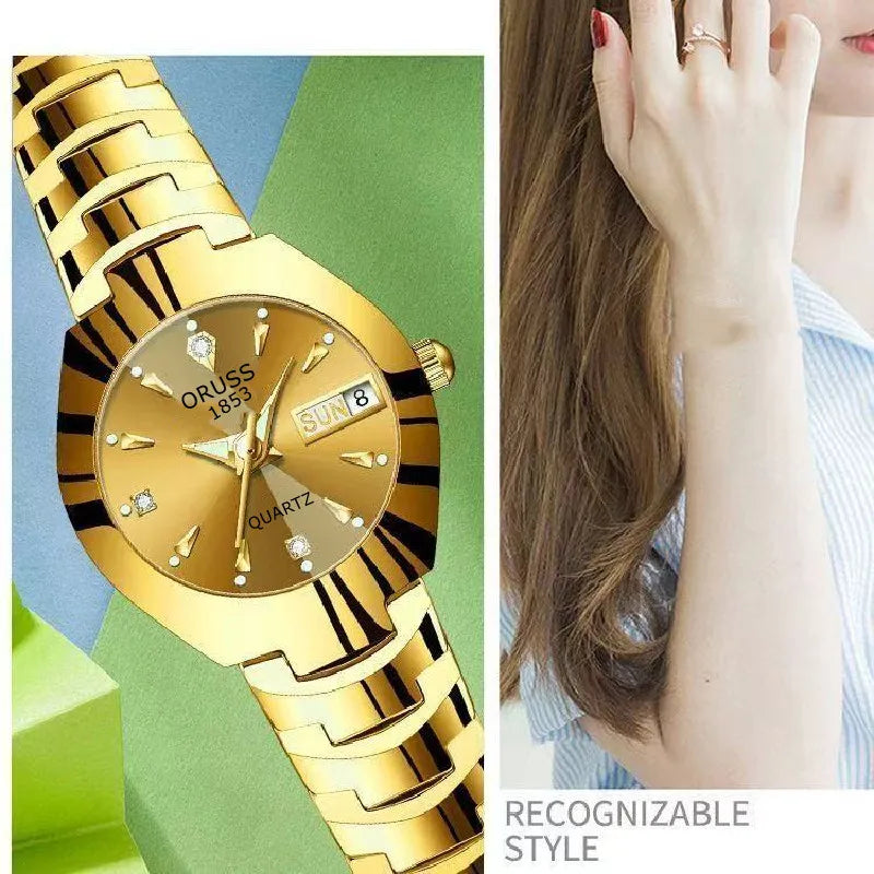 Gorgeous beautiful women's watch personality chic fashion all durable high-end atmosphere gentle trend double calendar durable c