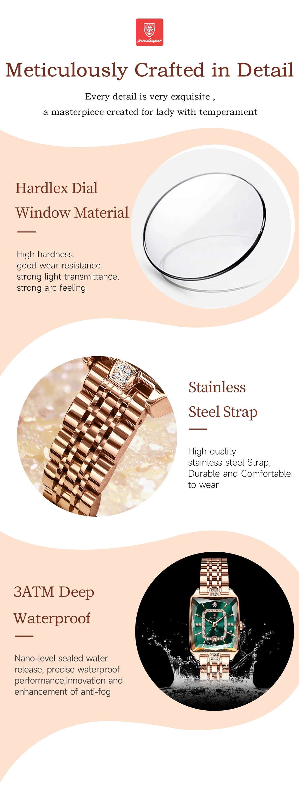 POEDAGAR Luxury Watch For Woman Waterproof Calendar High Quality Ladies Watch Stainless Steel Quartz Women's Watches Elegant+Box