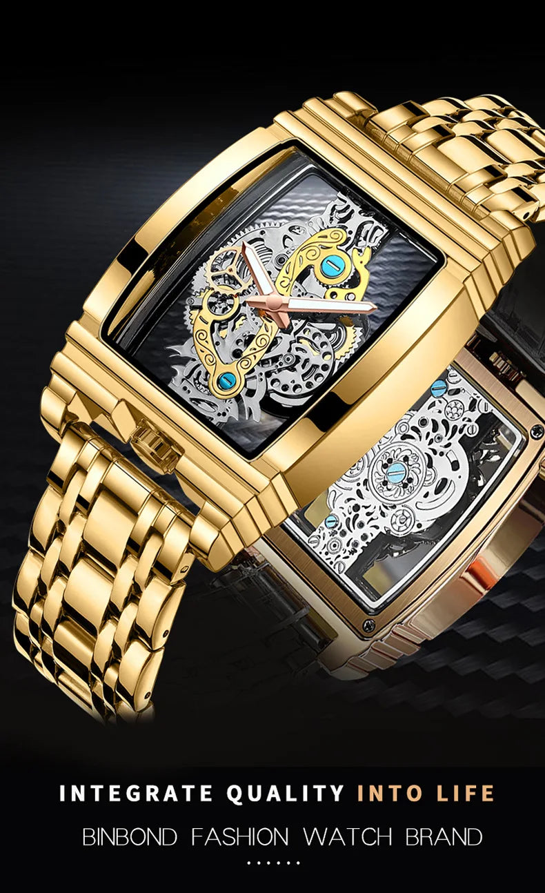 2024 Transparent Full Hollow Men Watch Metal Leather Quartz Mens Watches Waterproof Glow Cross-border Male Clock Wristwatch