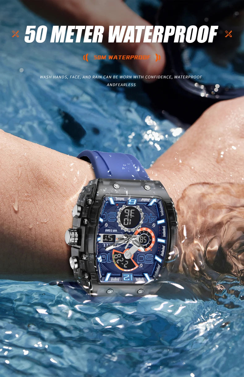 SMAEL Brand 8109 New electronic watch fashion square dual display waterproof luminous Multi-color For Men