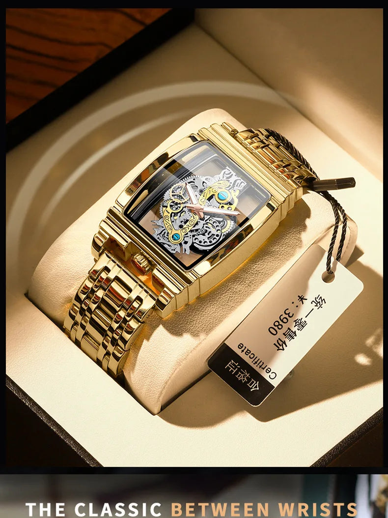 2024 Transparent Full Hollow Men Watch Metal Leather Quartz Mens Watches Waterproof Glow Cross-border Male Clock Wristwatch